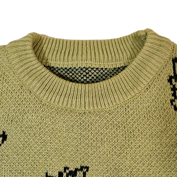 Adorable Dino Knit Sweater Light Green, Medium - Picture 5 of 12